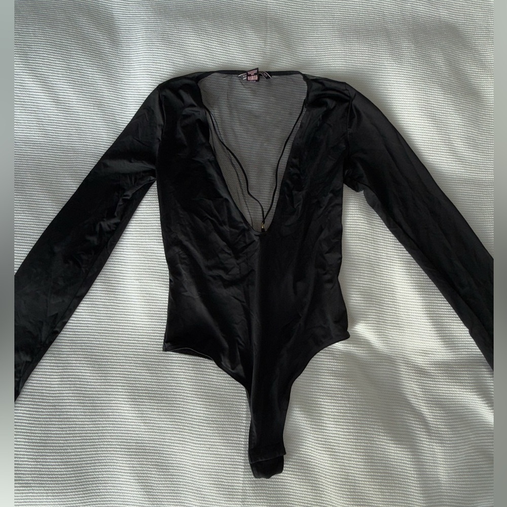 Victoria's Secret Black Deep V Bodysuit